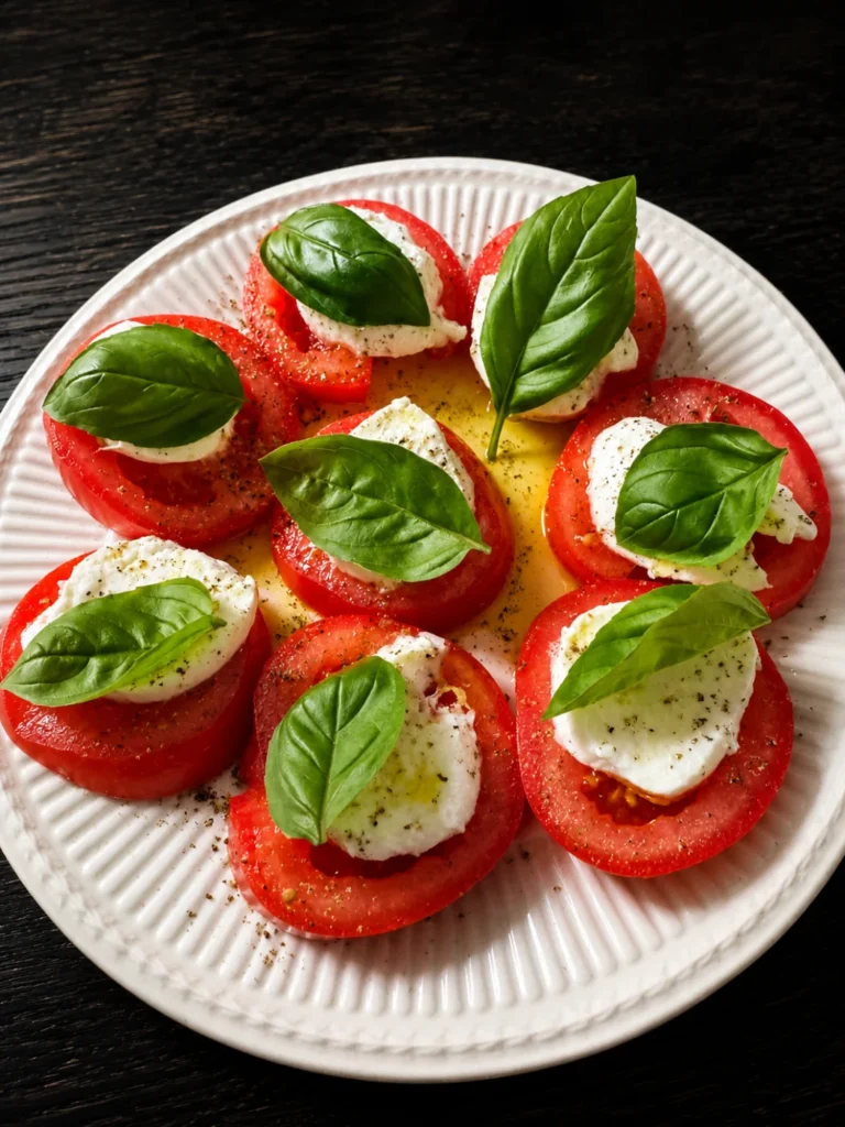 Insalata caprese met tomaat, mozzarella di bufala en verse basilicum