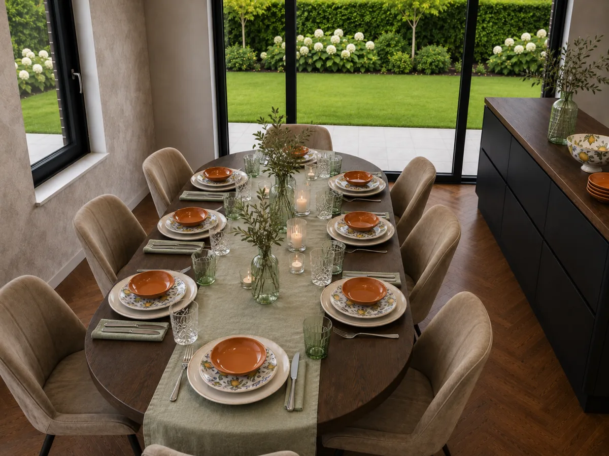 Gedekte tafel in Italiaanse stijl